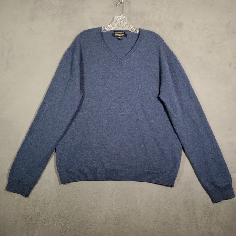 Pronto Uomo Sweater Mens 3XLT Blue Extra Fine Merino Wool V Neck‎ Preppy Classic